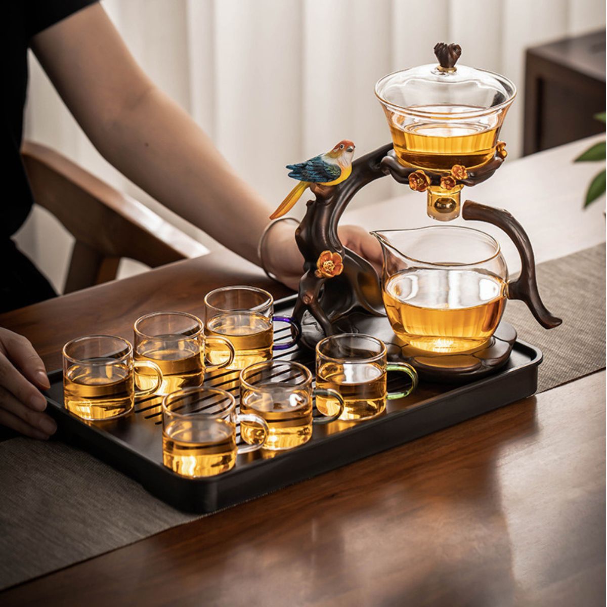 Magpie Blossom Glass Tea Set with Magnetic Tea Separator