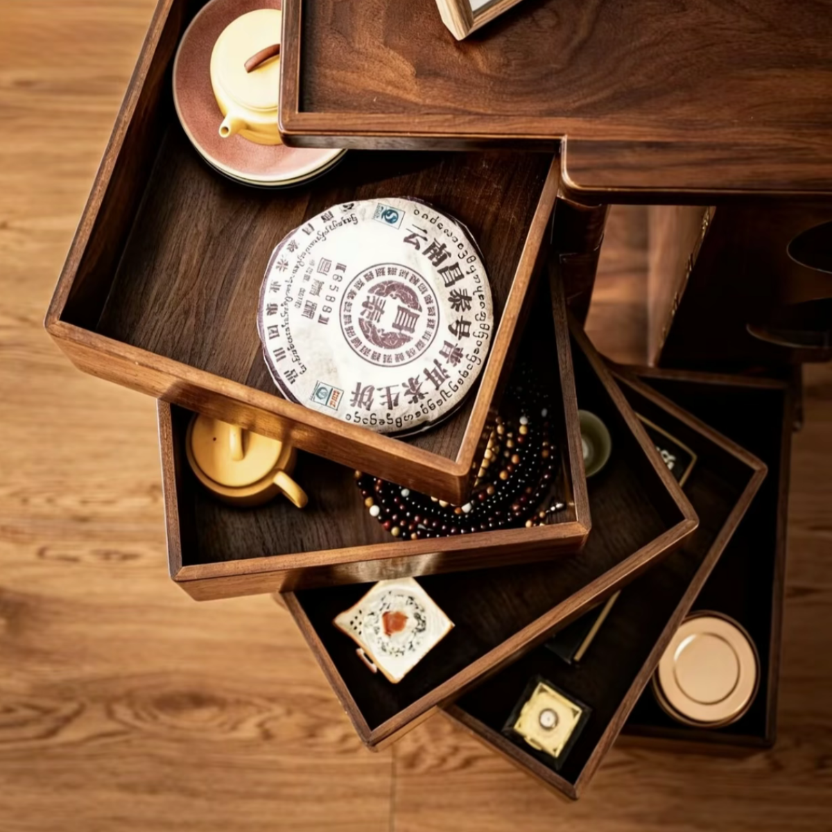 Rotating Multi-Function Black Walnut Storage Cabinet - Elegant Home ...