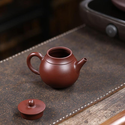 Ping Gai Lian Zi Yixing Teapot | Raw Zi Zhu Ni Purple-Vermillion Clay | Handcrafted 190ml