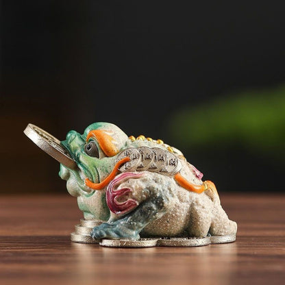 Sandstone Golden Toad Tea Pet Figurine