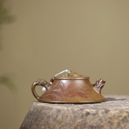 Auspicious Dragon Ladle Yixing Teapot - Cloud Mist Agarwood Clay 180ml