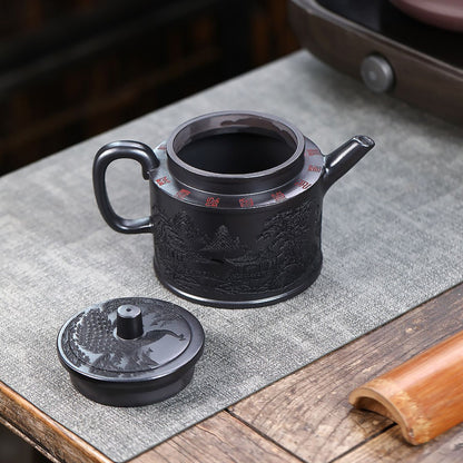 Queming Songhe Gaode Zhong Yixing Teapot — Xuantie Shihuang Clay, 570ml | Signed Artist | Gift Set