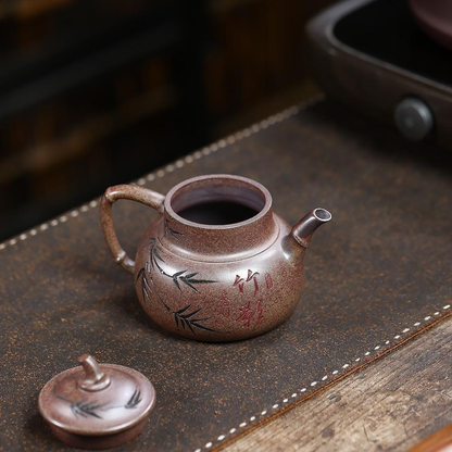 Zhu Ying Bao Yue Yixing Teapot | Raw Yan Zhi Duan Ni Rouge Clay | Handcrafted 270ml