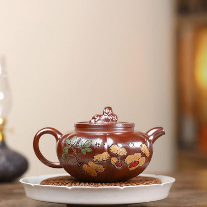 Fortune & Prosperity Lion Ball Yixing Teapot - Flame-Fired Duanni Clay 270ml