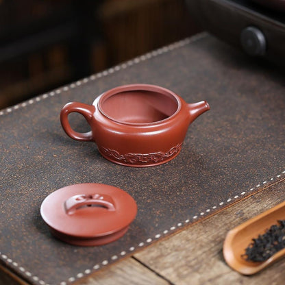 Fan Hua Han Wa Yixing Teapot | Raw Long Xue Sha Dragon Blood Clay | Handcrafted 140ml
