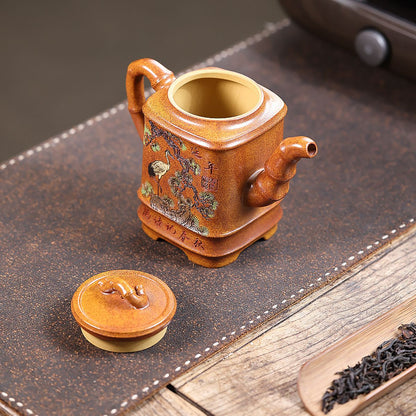 Songhe Yannian Yixing Teapot — Fire-Glazed Golden Duanni, 320ml