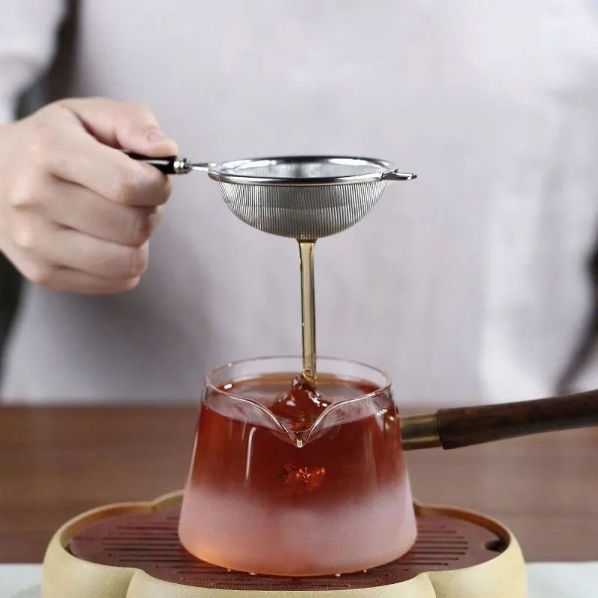 Stainless Steel Tea Strainer with Ceramic Handle