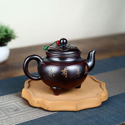 Lian Nian You Yu Yixing Teapot | Authentic Raw Gu Hong Ni Red Clay | Handcrafted 260ml