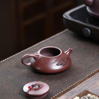 Semi‑Handmade Yixing Purple Clay "Mountain View" Teapot 240ml