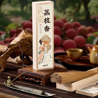 Chang'an Lychee | Natural Lychee & Agarwood Incense Sticks | Tang Dynasty Recipe | 40g + Free Incense Holder
