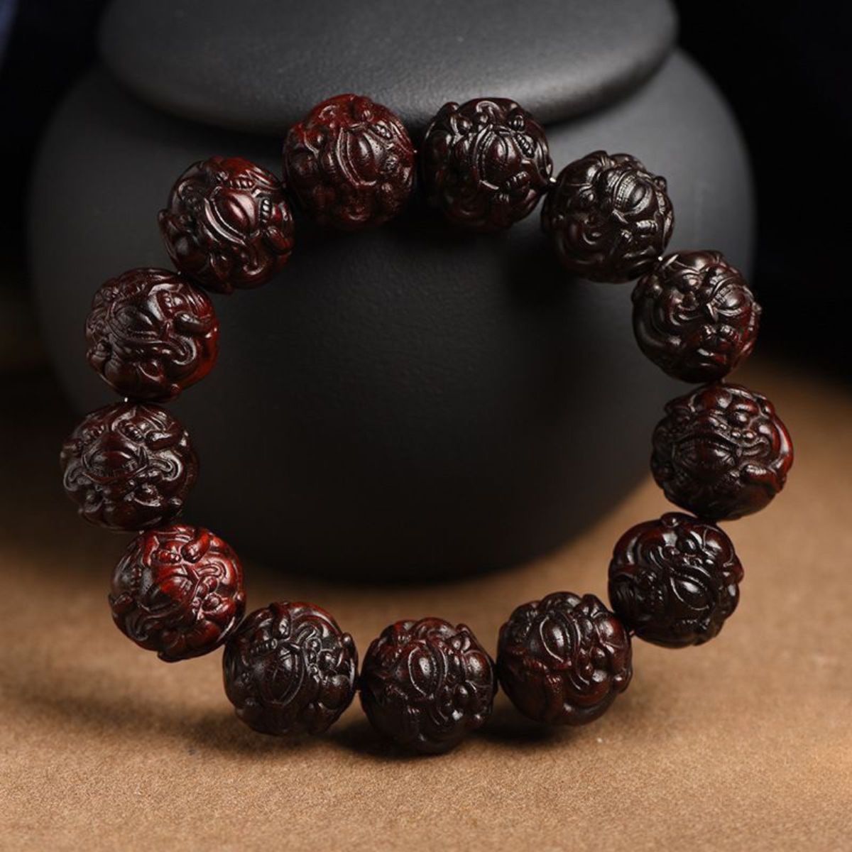 Authentic Red Sandalwood Pixiu Bracelet – Feng Shui Wealth & Good Luck Charm