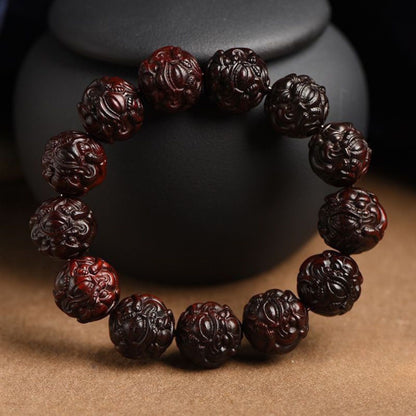 Authentic Red Sandalwood Pixiu Bracelet – Feng Shui Wealth & Good Luck Charm