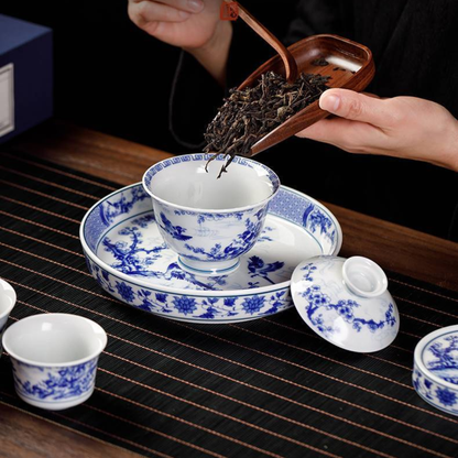 Jingdezhen Magpie & Plum Blossom Gongfu Tea Set – Xi Shang Mei Shao | Luxury Gift Box | 5-Piece