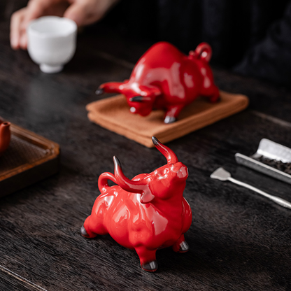Ceramic Prosperity Ox Tea Pets – Set of 2