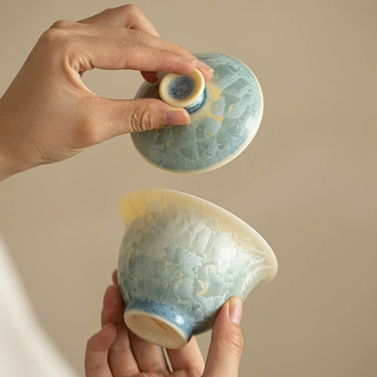 Jingdezhen Crystalline Glaze Gaiwan Tea Set