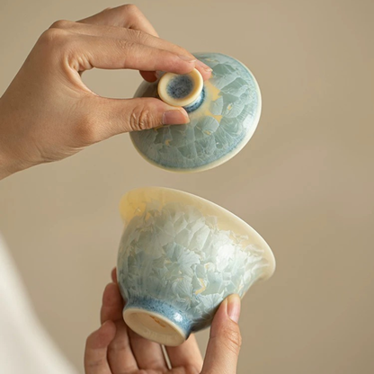 Jingdezhen Crystalline Glaze Gaiwan Tea Set