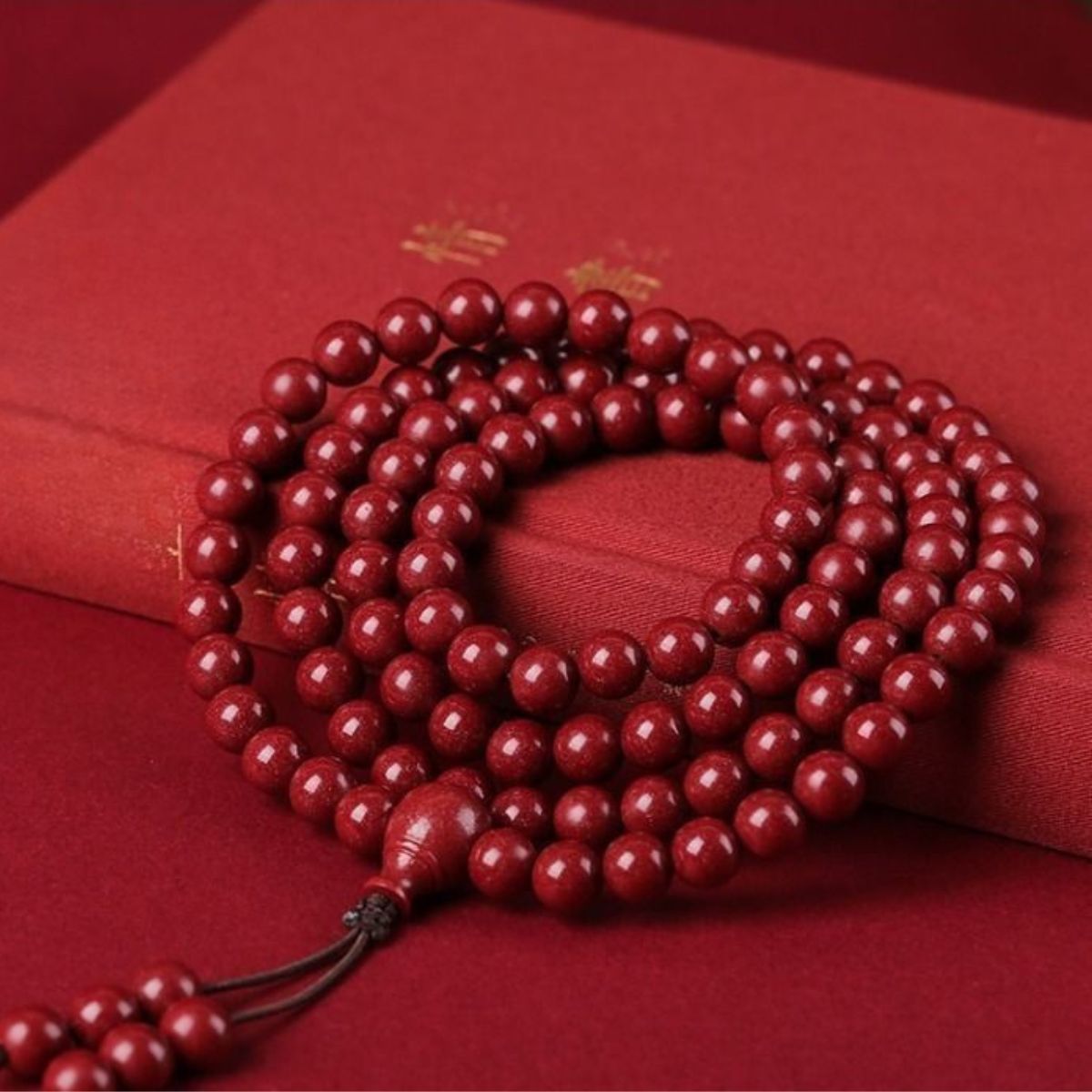 108-Bead Cinnabar Wrap Bracelet – Multi-Layer Mala for Positive Energy, Meditation & Mindful Living