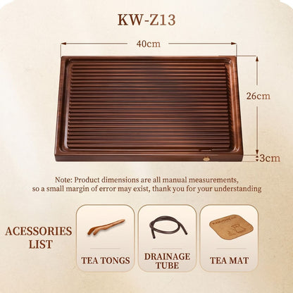 KAMJOVE Heavy Bamboo Tea Tray – Dual-Use Dry & Wet Gongfu Tea Board | 40×26cm