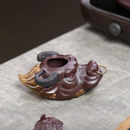 Handmade Yixing Purple Clay Teapot 160ml - Original Zi Ni Fortune Ox Hand Grip Zisha Gongfu Tea Pot