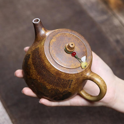 Eighteen Arhats Han Bell Yixing Teapot - Wood-Fired Longgu Golden Sand 410ml