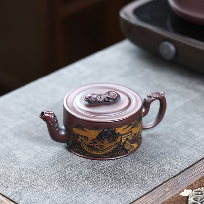 Tiger & Great Wall Zisha Teapot – Guwu Clay, 330ml