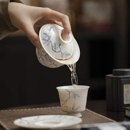 Qingzhi Yulan Sancai Gaiwan – 165ml Traditional Chinese Tea Bowl
