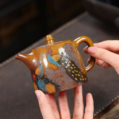 Que Yue Chun Ting Han Duo Yixing Teapot | Raw Golden Duan Ni Clay | Handcrafted 280ml