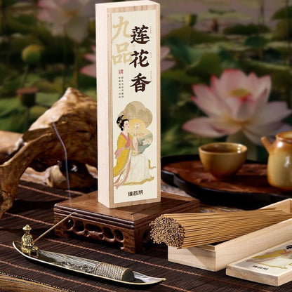 Jiupin Lotus | Natural Lotus, Agarwood & Sandalwood Incense Sticks | Ancient Recipe | 40g + Free Incense Holder
