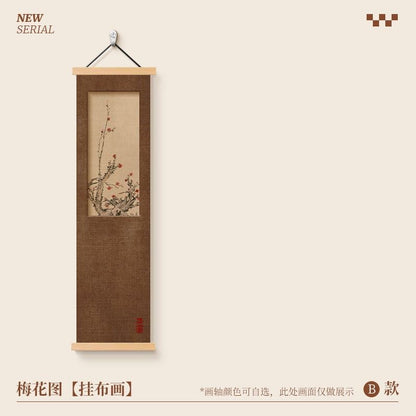 Four Gentlemen Chinese Hanging Scroll Painting – Plum, Orchid, Bamboo & Chrysanthemum | 30×120cm
