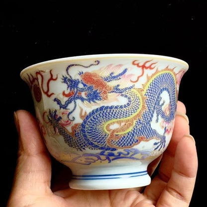 Jingdezhen Famille Rose Twin Dragon & Pearl Gongfu Tea Set – Fencai Porcelain | 5-Piece