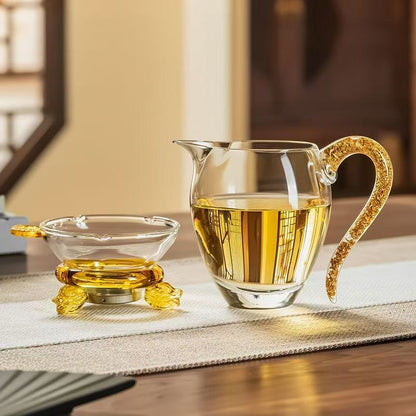 Gold Foil Handle Glass Pitcher – 280ml