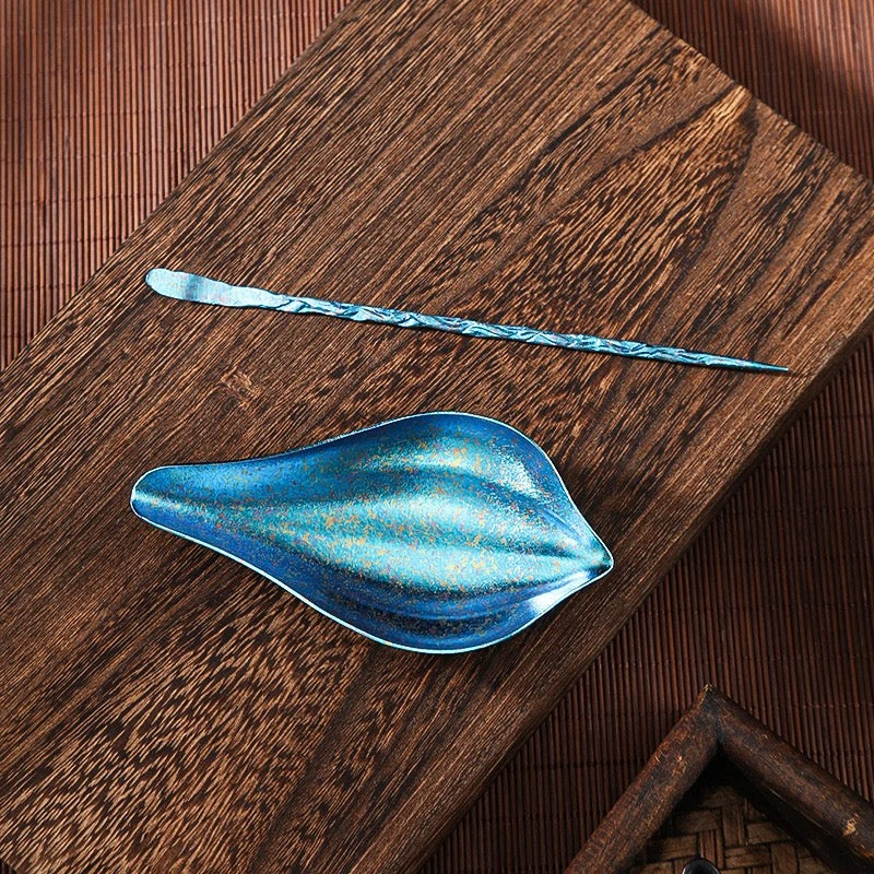 Pure Titanium Tea Scoop & Tea Pick Set – Lightweight Gongfu Tea Tools (2-Piece) | 4 Colors