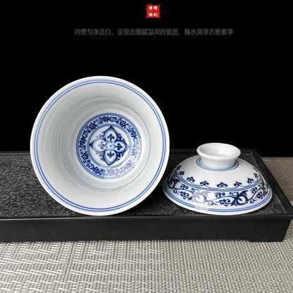 Jingdezhen Blue & White Baoxianghua Gongfu Tea Set – Horseshoe Cups | Gift Box | 5-Piece