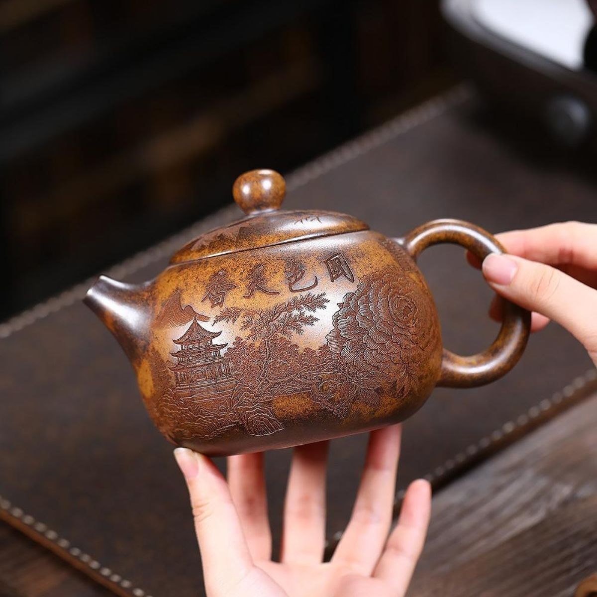 Handmade Yixing Purple Clay Teapot 620ml - Wood-Fired Dragon Bone Gold Sand Xi Shi Gongfu Tea Pot
