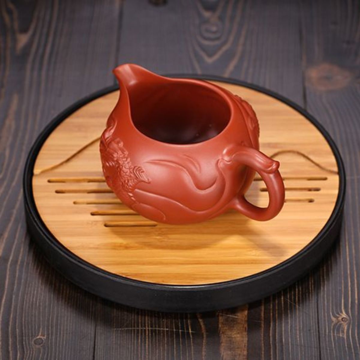 Handmade Yixing Purple Clay Fair Cup 300ml - Dahongpao Fish to Dragon Gongfu Tea Pitcher