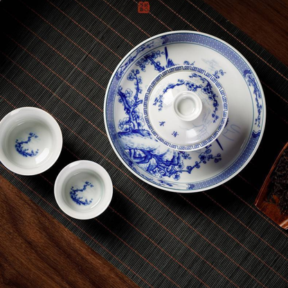 Jingdezhen Magpie & Plum Blossom Gongfu Tea Set – Xi Shang Mei Shao | Luxury Gift Box | 5-Piece