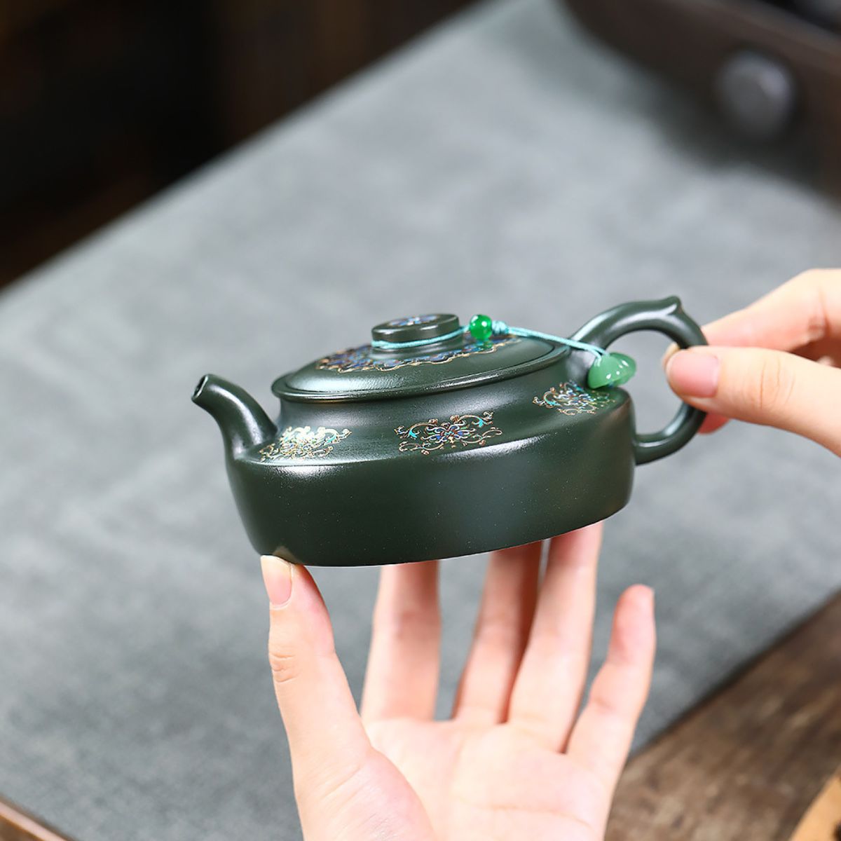 Falangcai Huating Yixing Teapot | Original-Ore Green Clay | 200ml Handcrafted Zisha