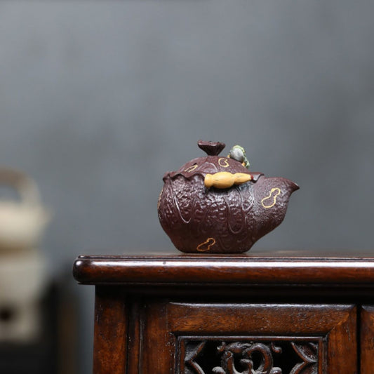 Yixing Purple Clay Teapot "Lotus Pond Moonlight" 150ml - Handmade Zisha Gongfu Tea Pot