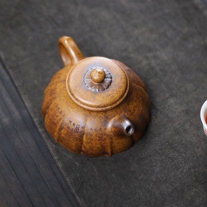 Ribbed Ethereal Grace Yixing Teapot - High-Temp Duanni Clay 280ml