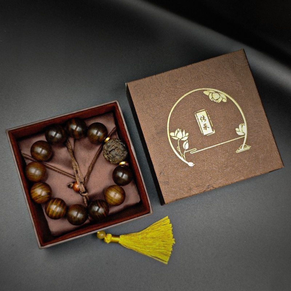 Pixiu Beaded Bracelet in Zitan-Style Wood | Wealth & Protection Talisman
