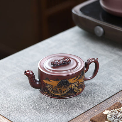 Tiger & Great Wall Zisha Teapot – Guwu Clay, 330ml