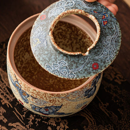 Blue & White Porcelain Ashtray – Flint Red Cloud & Butterfly Motif | Decorative Ceramic