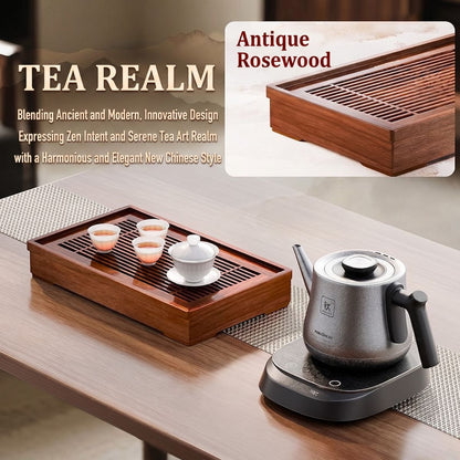 KAMJOVE Sheng Fu Tea Tray – Wet-Style Gongfu Tea Board with 2.23L Water Reservoir | 38.6×23.2cm