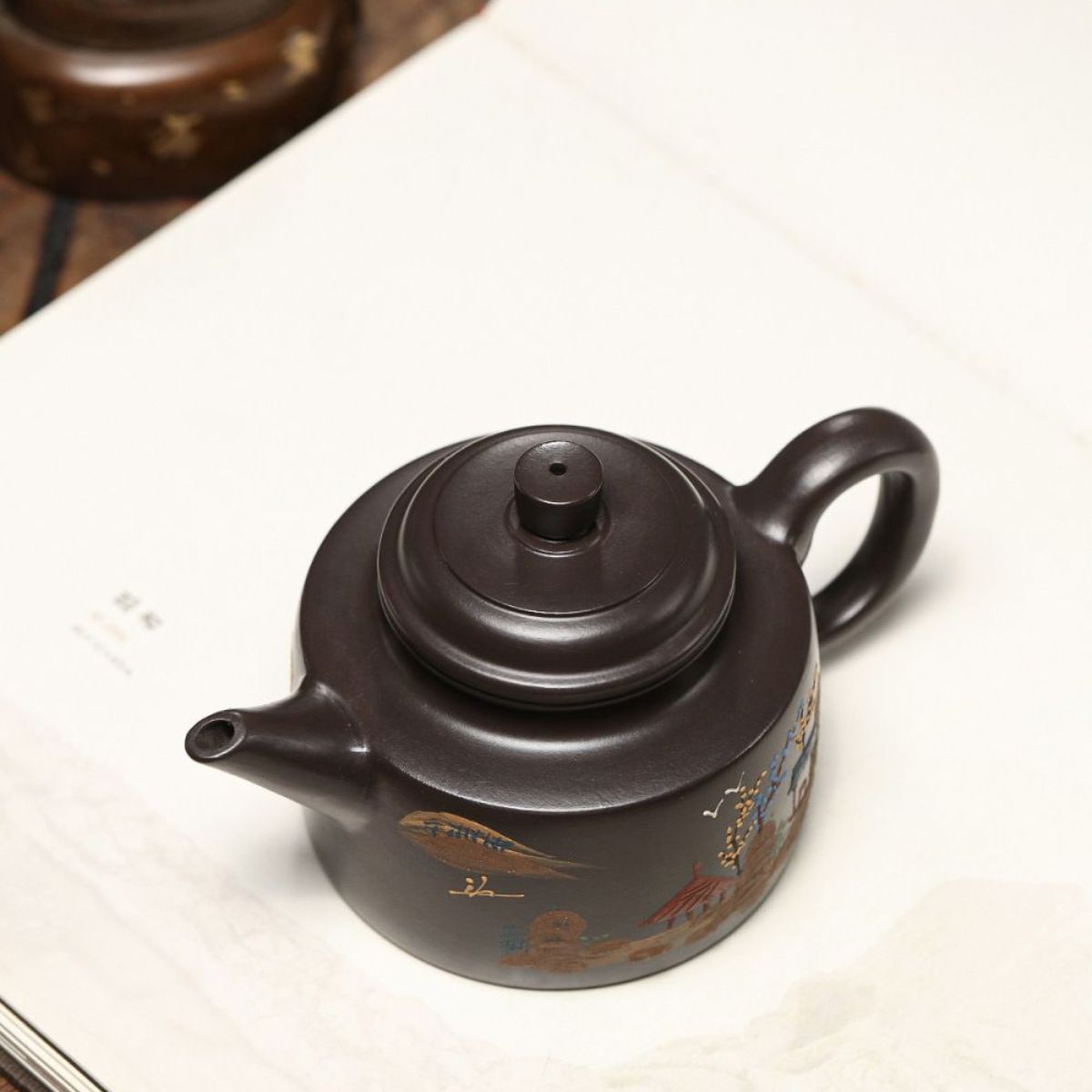 Yixing Purple Clay Teapot 260ml - Black Clay Sword Spout De Zhong Zisha Pot