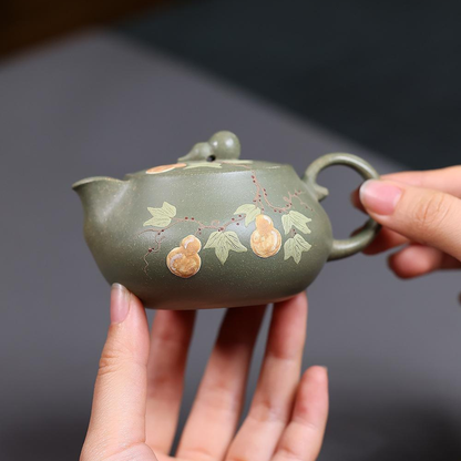 Fu Lu An Kang Yixing Teapot | Raw Dou Qing Sha Celadon Zisha Clay | Handcrafted 140ml