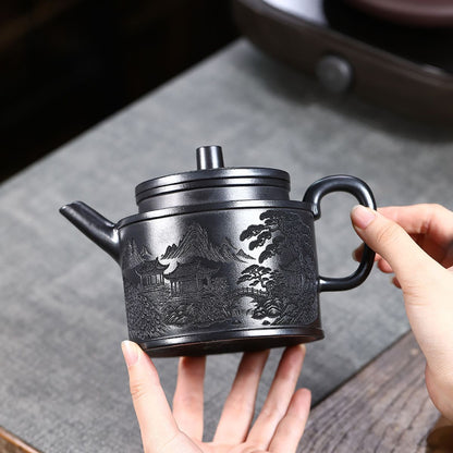 Queming Songhe Gaode Zhong Yixing Teapot — Xuantie Shihuang Clay, 570ml | Signed Artist | Gift Set