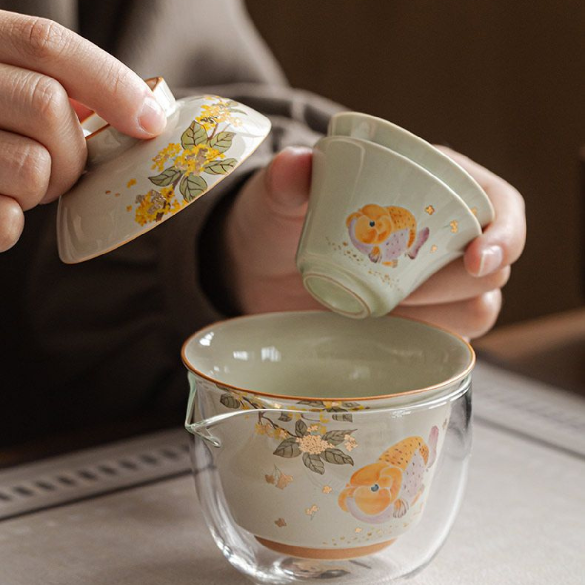 Jin Gui Fu Li Travel Gaiwan Tea Set – Wood Ash Glaze