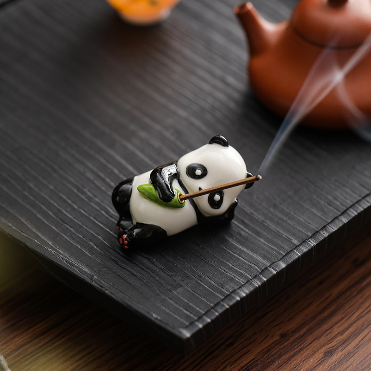 Ceramic Panda Tea Pet & Incense Holder with Base