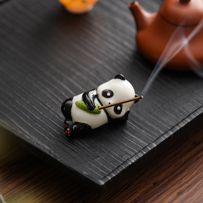 Ceramic Panda Tea Pet & Incense Holder with Base