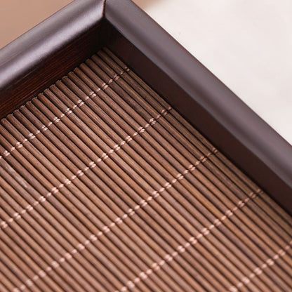 Moso Bamboo Tea Tray with Reversible Mat — Dual-Use Gongfu Tea Board